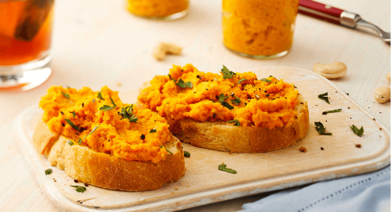 Veganer Aufstrich Cashew, Karotte, Ingwer und Chili