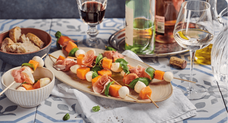 Melonen Spieße mit Serrano Schinken