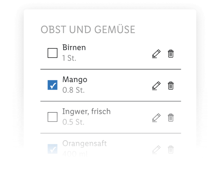 Denn: die verschiedenen Zutaten rund um die ausgewählten Gerichte lassen sich ganz einfach auf das Handy übertragen. Was sich bereits im heimischen Vorratsschrank befindet, kann hier ganz einfach abgehakt werden.