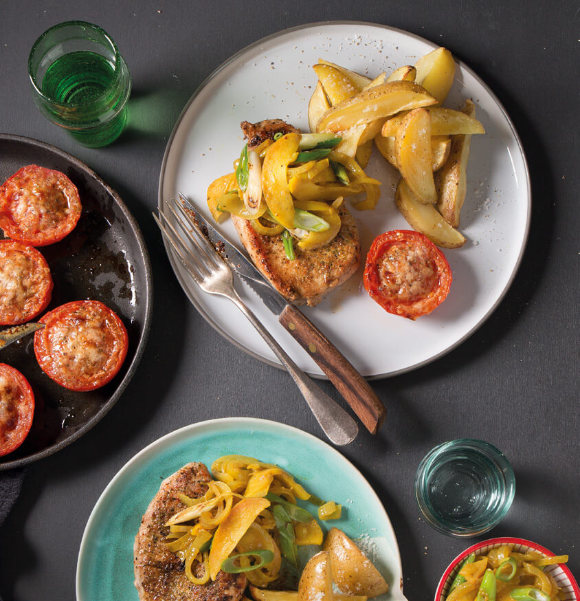 [Schnell &amp; einfach] Schweinesteak mit Apfel-Curry-Zwiebeln ...