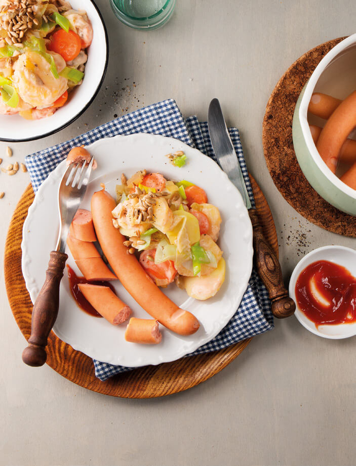 [Schnell &amp; einfach] Wienerle mit Kartoffelsalat und Cocktaildressing ...