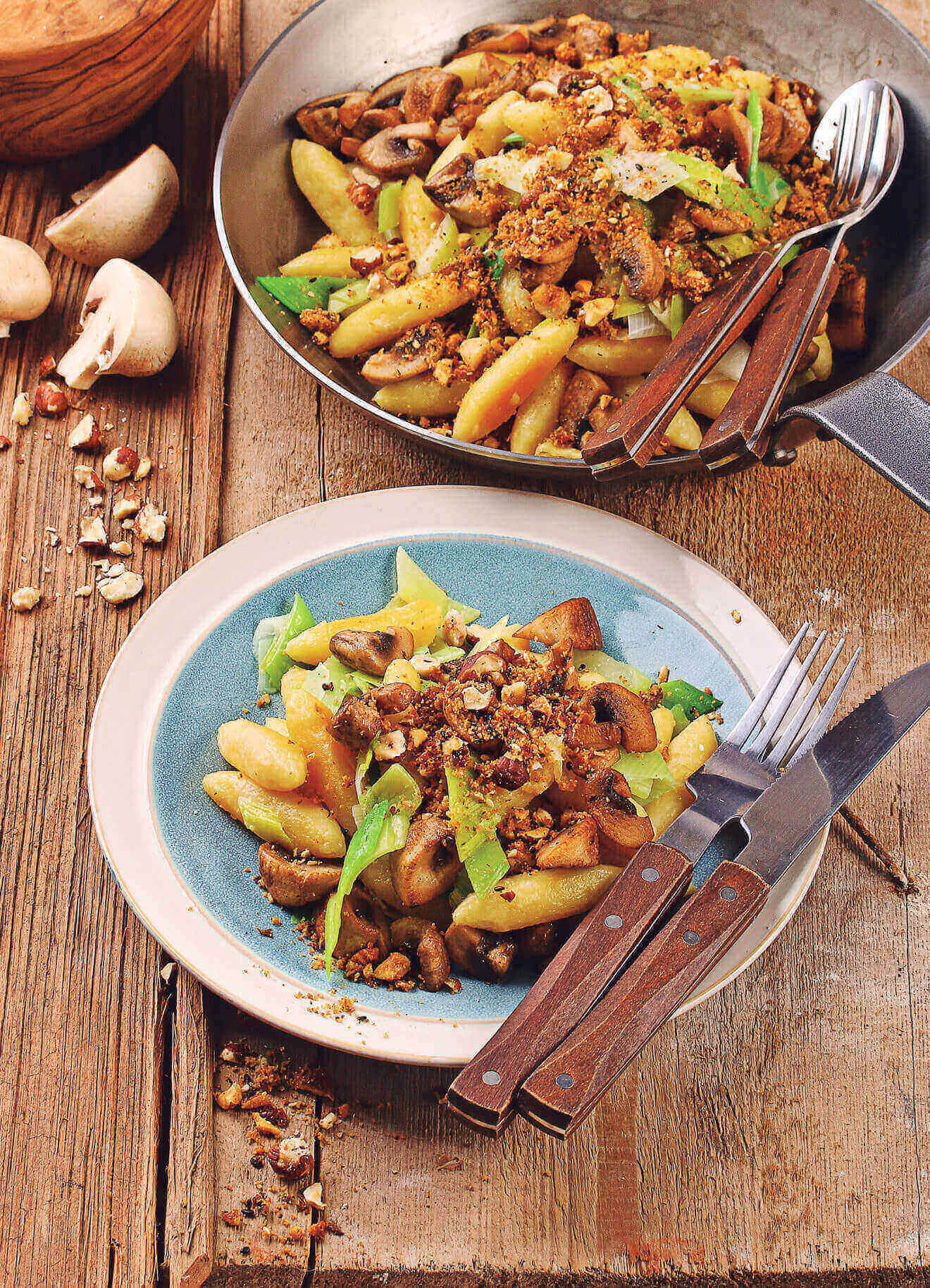 [Schnell &amp; einfach] Schupfnudelpfanne mit gebratenen Champignons, Lauch ...